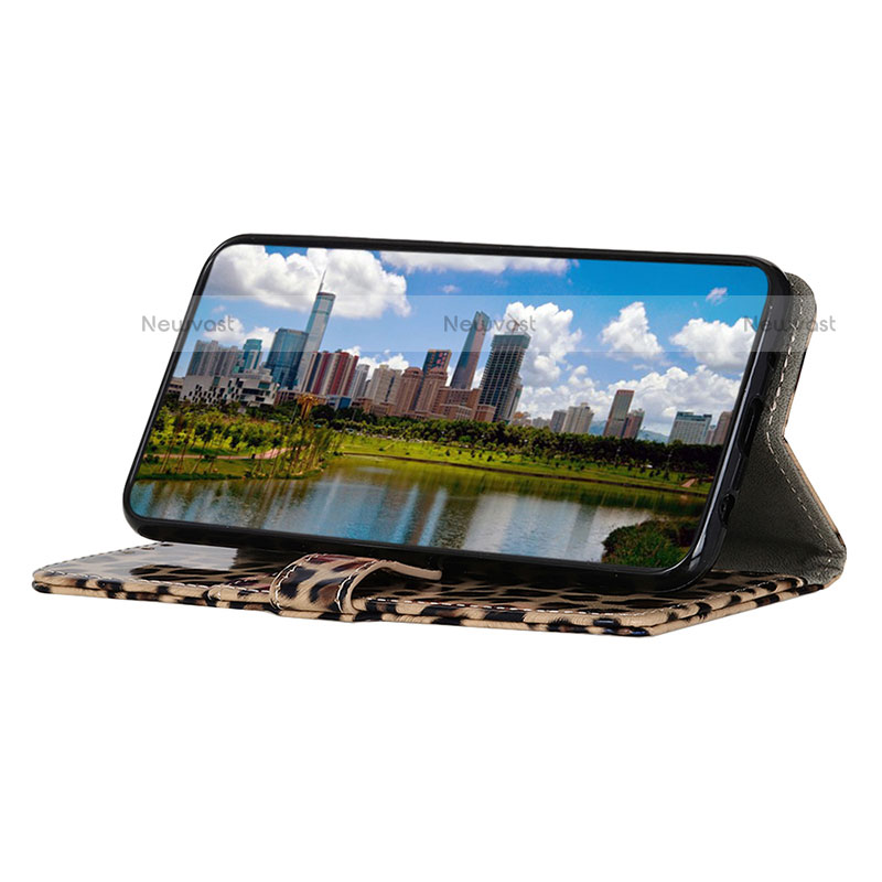 Leather Case Stands Flip Cover Holder D01Y for Motorola Moto Edge 30 Pro 5G Brown