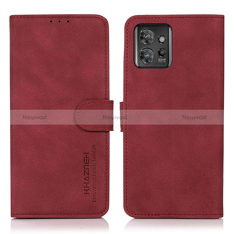 Leather Case Stands Flip Cover Holder D01Y for Motorola ThinkPhone 5G Red