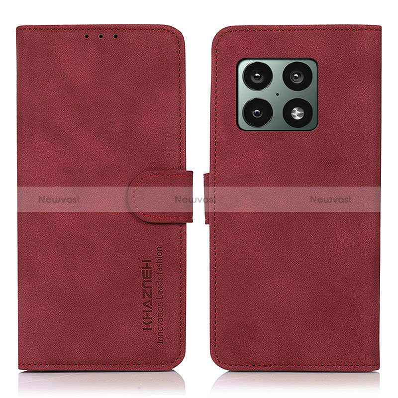 Leather Case Stands Flip Cover Holder D01Y for OnePlus 10 Pro 5G Red