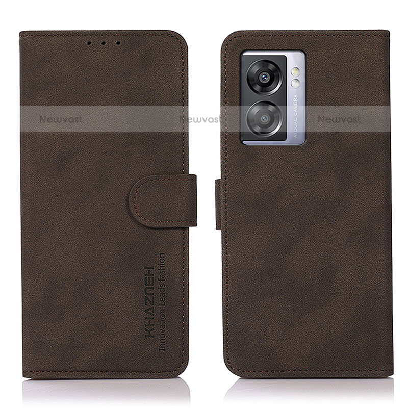 Leather Case Stands Flip Cover Holder D01Y for OnePlus Nord N300 5G Brown