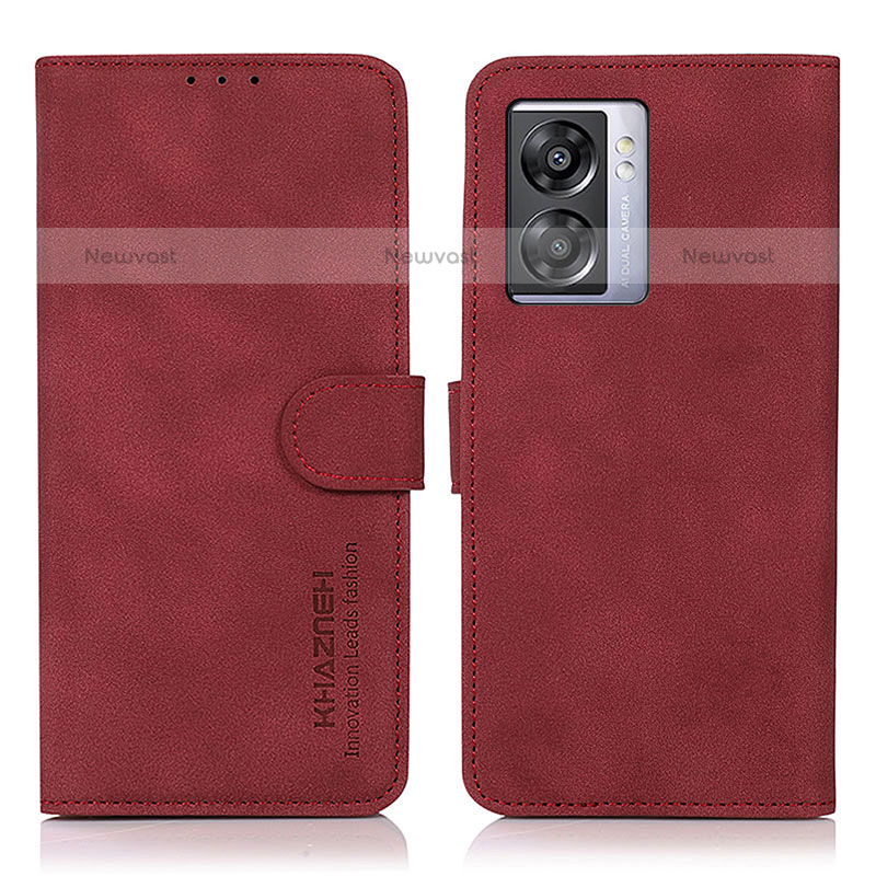 Leather Case Stands Flip Cover Holder D01Y for OnePlus Nord N300 5G Red