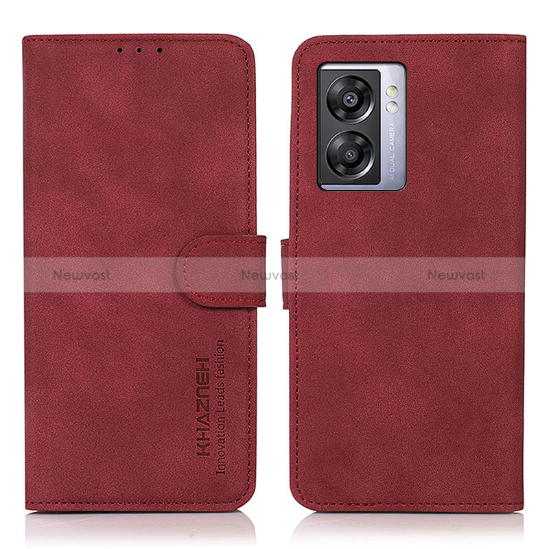 Leather Case Stands Flip Cover Holder D01Y for Oppo A77 5G Red