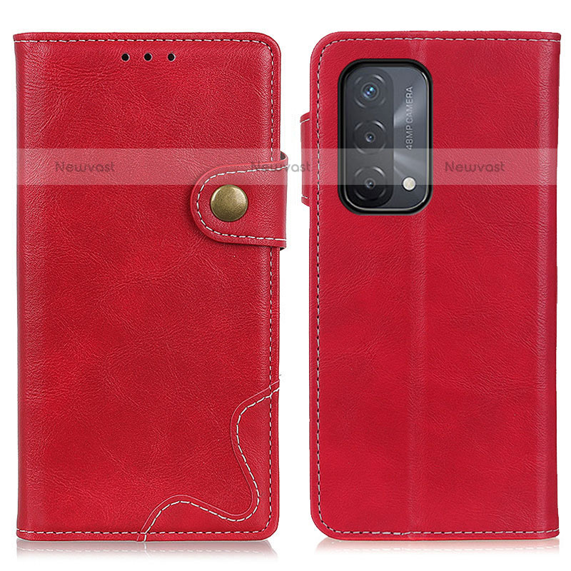 Leather Case Stands Flip Cover Holder D01Y for Oppo A93 5G Red