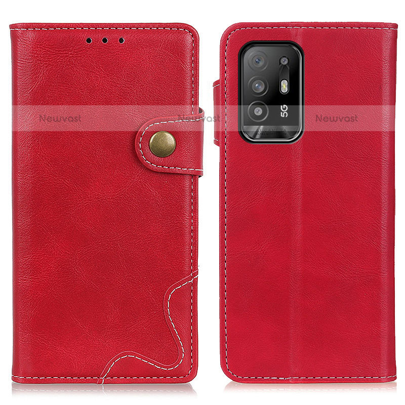 Leather Case Stands Flip Cover Holder D01Y for Oppo A94 5G Red