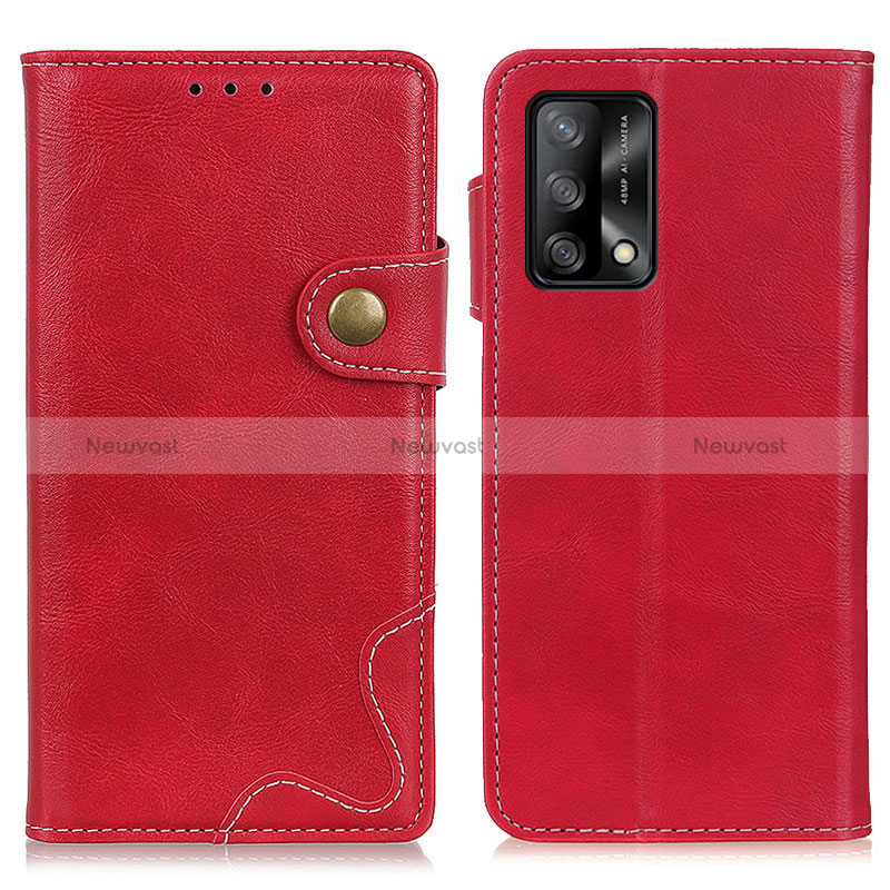 Leather Case Stands Flip Cover Holder D01Y for Oppo F19 Red