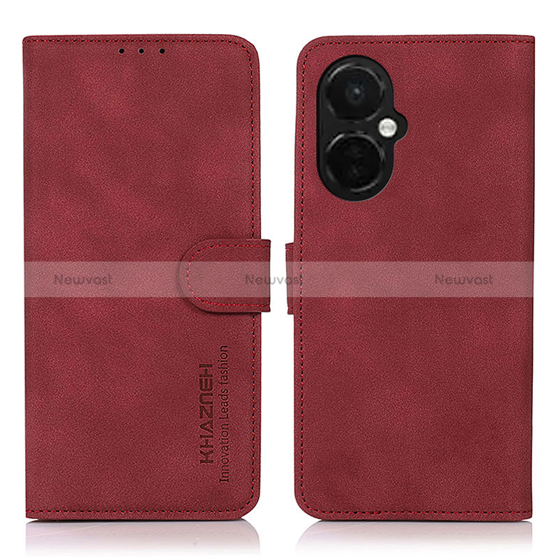 Leather Case Stands Flip Cover Holder D01Y for Oppo K11x 5G Red