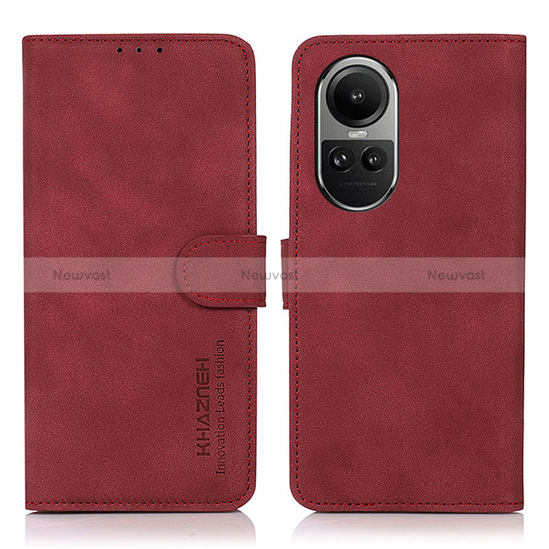 Leather Case Stands Flip Cover Holder D01Y for Oppo Reno10 5G Red