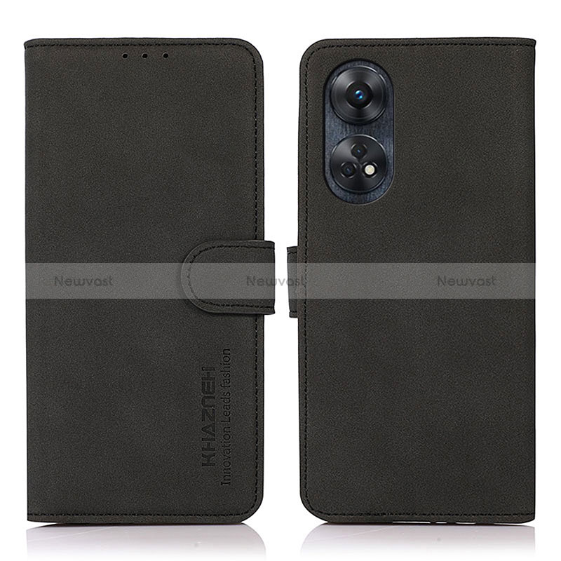 Leather Case Stands Flip Cover Holder D01Y for Oppo Reno8 T 4G Black