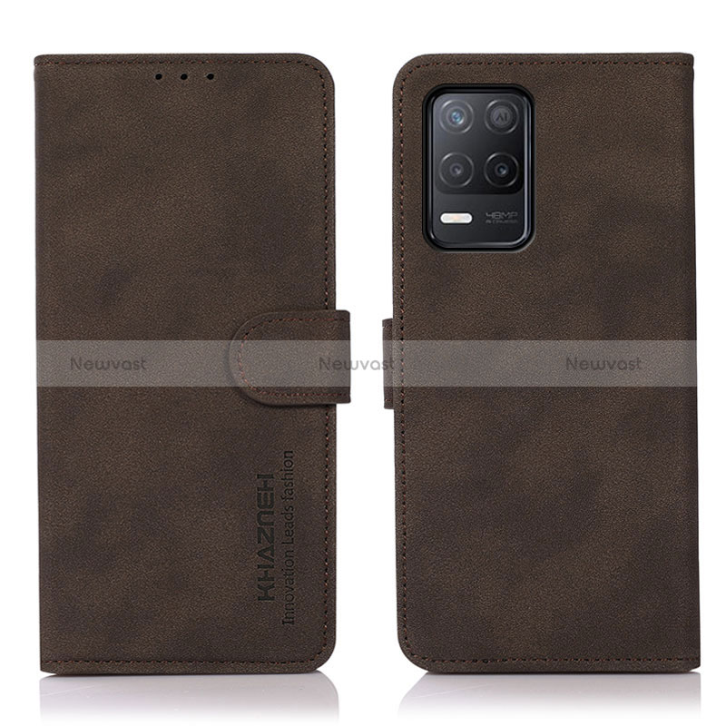 Leather Case Stands Flip Cover Holder D01Y for Realme 8 5G Brown