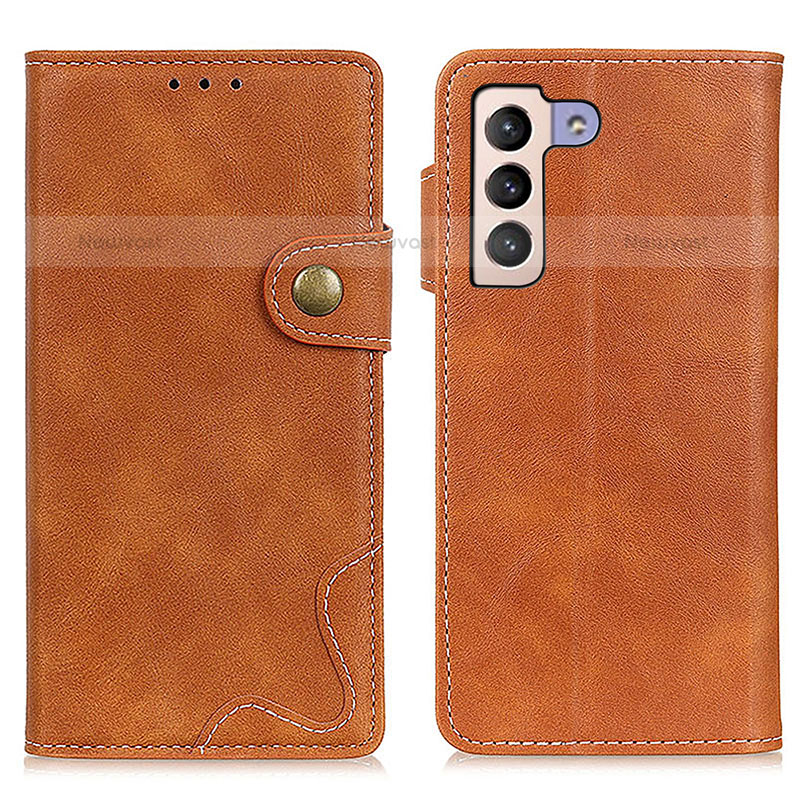 Leather Case Stands Flip Cover Holder D01Y for Samsung Galaxy S21 Plus 5G Brown