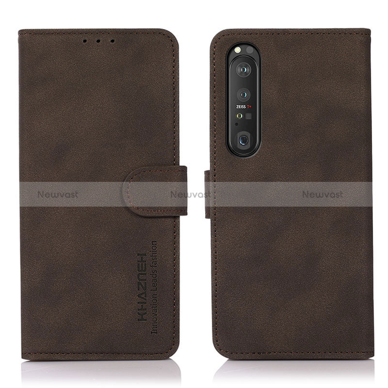 Leather Case Stands Flip Cover Holder D01Y for Sony Xperia 1 III Brown