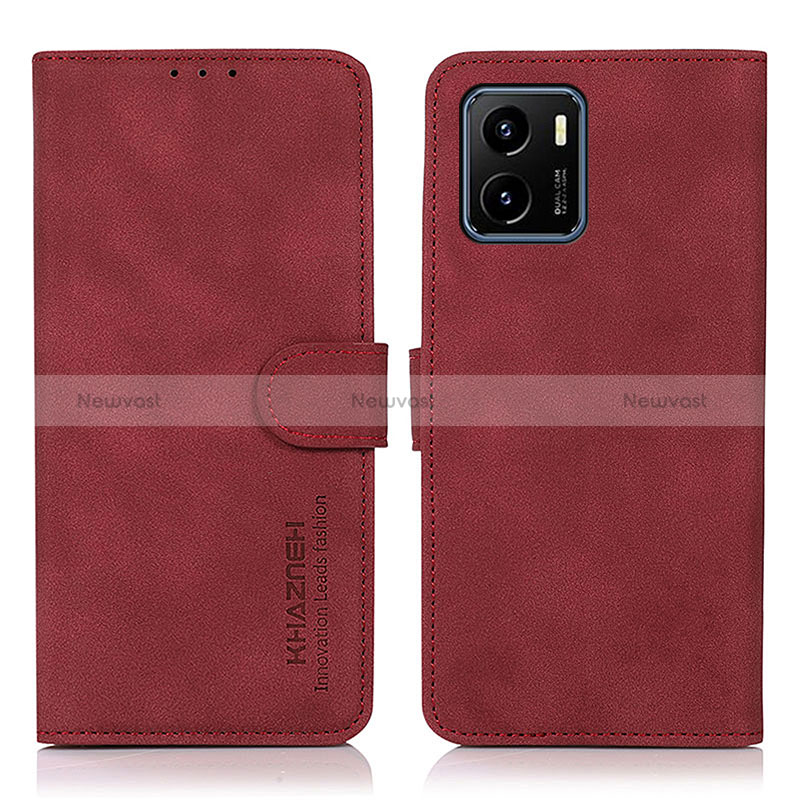 Leather Case Stands Flip Cover Holder D01Y for Vivo Y32t Red