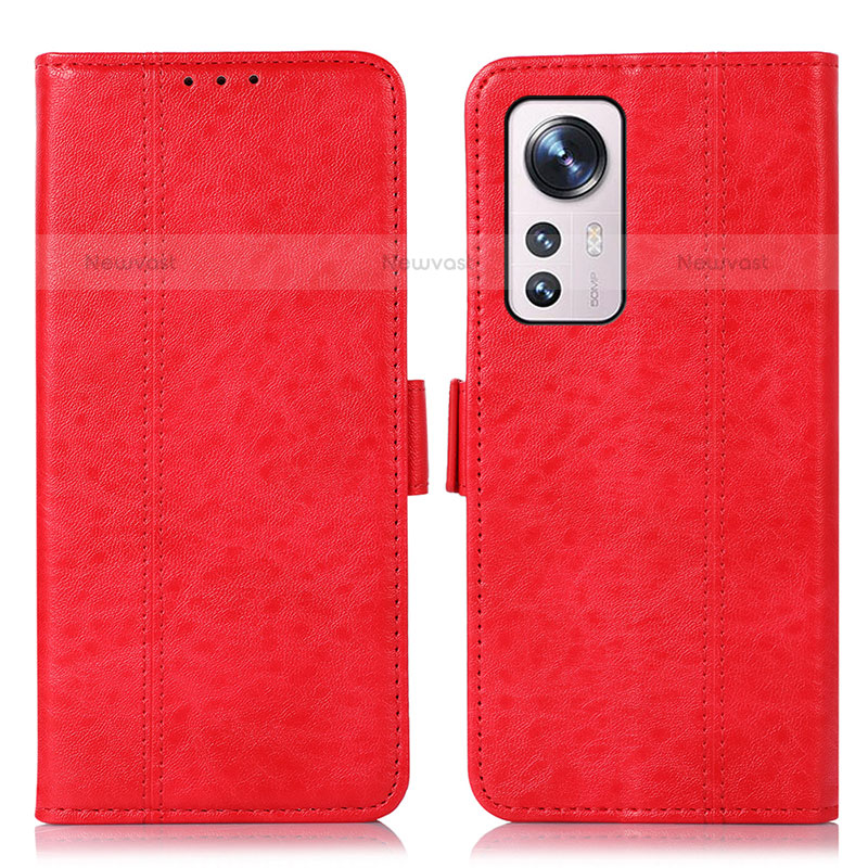 Leather Case Stands Flip Cover Holder D01Y for Xiaomi Mi 12X 5G Red