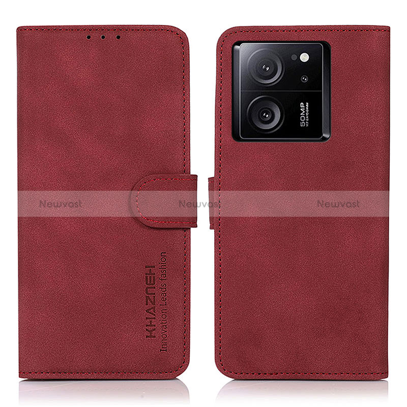 Leather Case Stands Flip Cover Holder D01Y for Xiaomi Mi 13T 5G Red