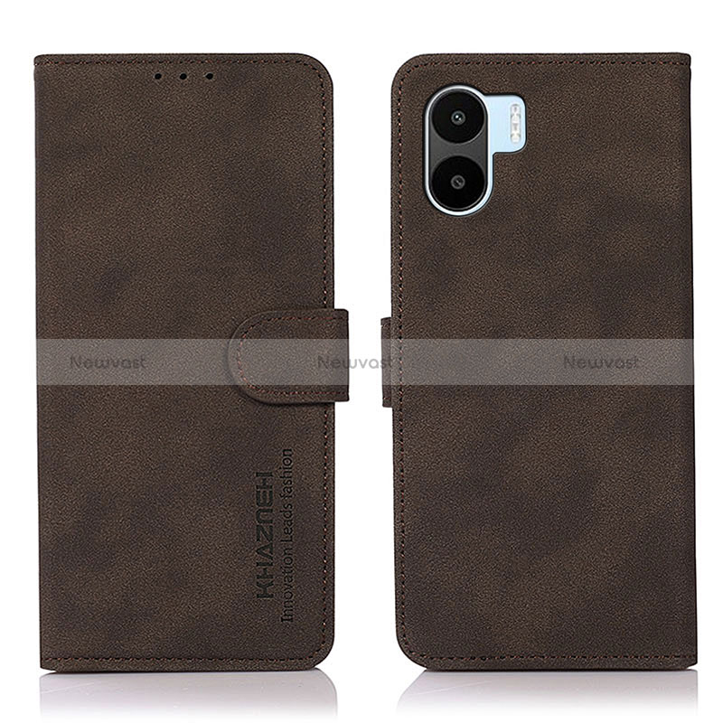 Leather Case Stands Flip Cover Holder D01Y for Xiaomi Poco C50 Brown