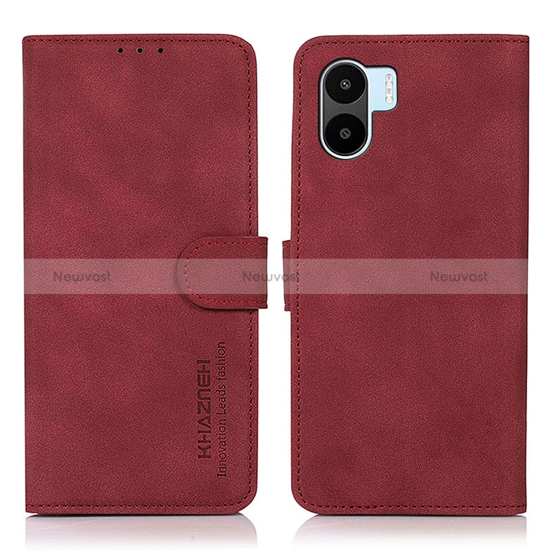 Leather Case Stands Flip Cover Holder D01Y for Xiaomi Poco C50 Red