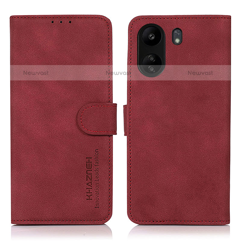 Leather Case Stands Flip Cover Holder D01Y for Xiaomi Poco C65 Red