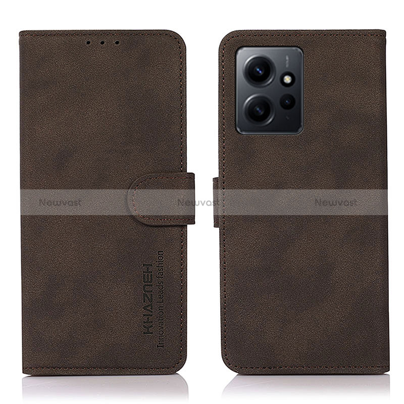 Leather Case Stands Flip Cover Holder D01Y for Xiaomi Redmi Note 12 4G Brown