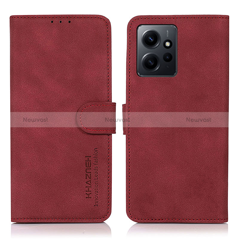 Leather Case Stands Flip Cover Holder D01Y for Xiaomi Redmi Note 12 4G Red