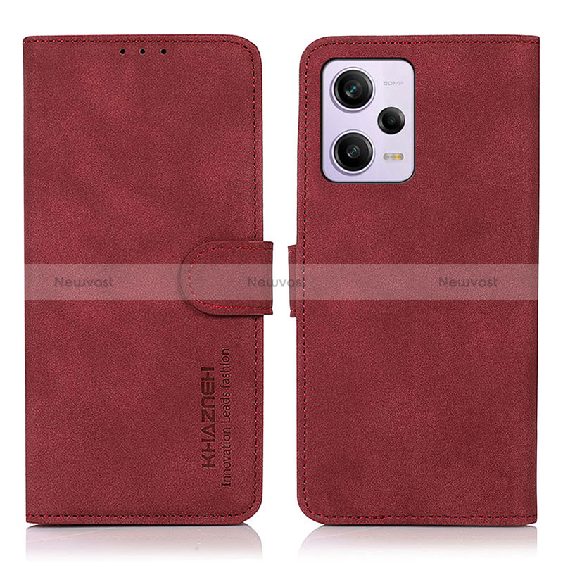 Leather Case Stands Flip Cover Holder D01Y for Xiaomi Redmi Note 12 Pro 5G Red