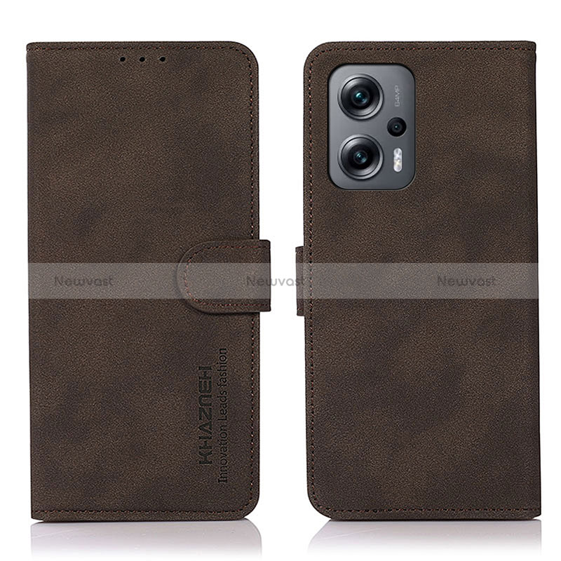 Leather Case Stands Flip Cover Holder D01Y for Xiaomi Redmi Note 12 Turbo 5G Brown