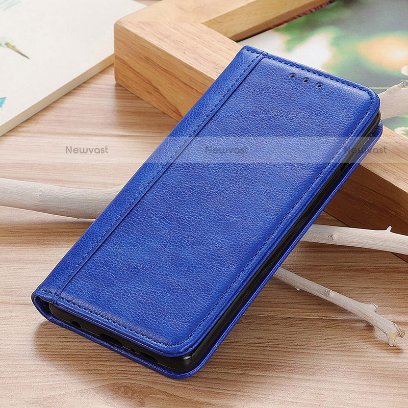 Leather Case Stands Flip Cover Holder D02Y for Motorola Moto G10 Blue