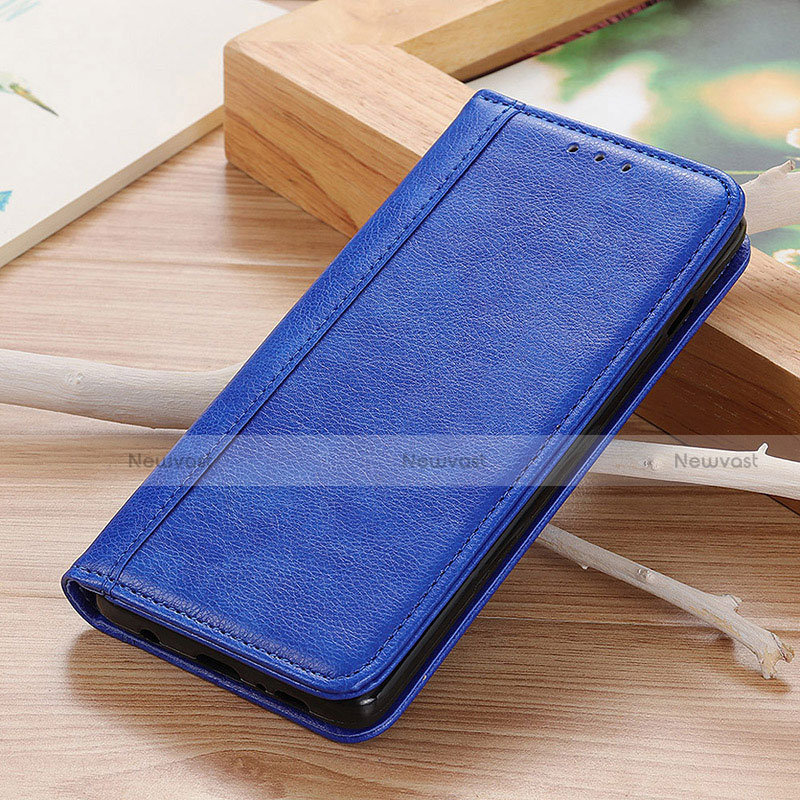 Leather Case Stands Flip Cover Holder D02Y for Motorola Moto G30 Blue