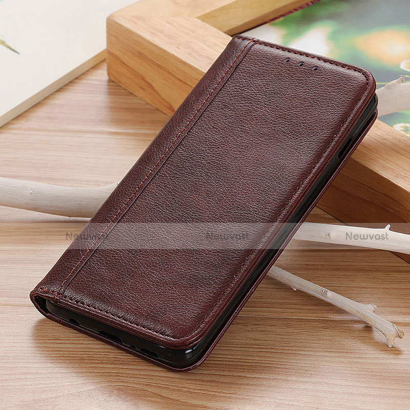 Leather Case Stands Flip Cover Holder D02Y for Motorola Moto G30 Brown