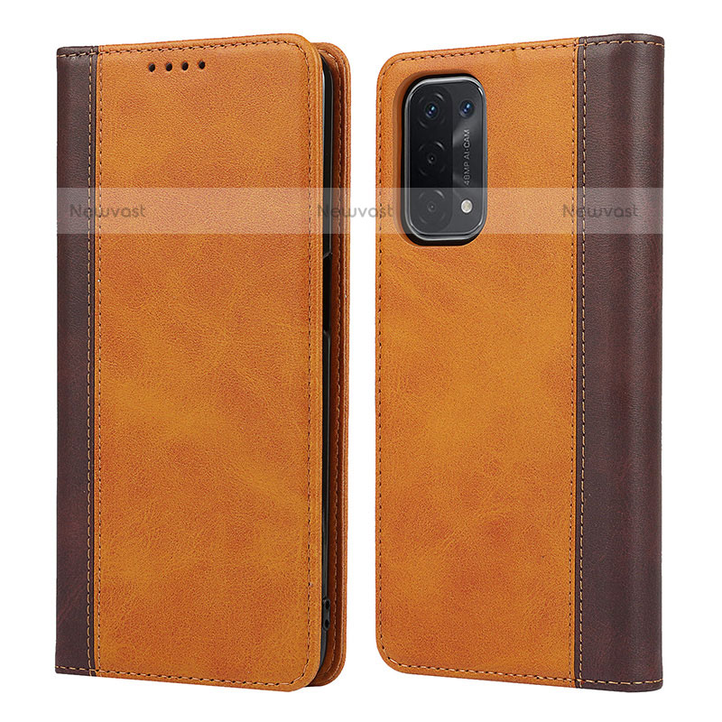 Leather Case Stands Flip Cover Holder D03T for OnePlus Nord N200 5G Brown