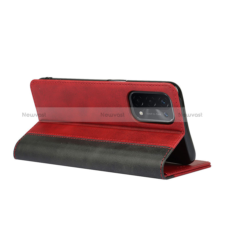 Leather Case Stands Flip Cover Holder D03T for Oppo A74 5G