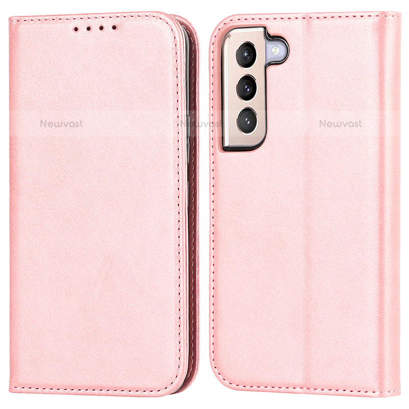 Leather Case Stands Flip Cover Holder D03T for Samsung Galaxy S21 FE 5G Pink