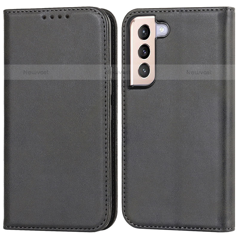 Leather Case Stands Flip Cover Holder D03T for Samsung Galaxy S21 Plus 5G Black