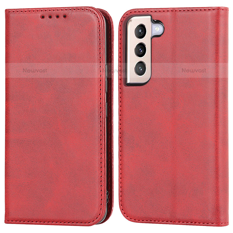 Leather Case Stands Flip Cover Holder D03T for Samsung Galaxy S21 Plus 5G Red