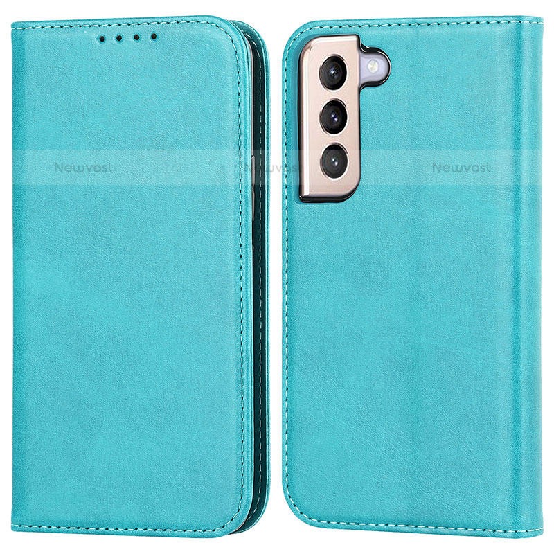 Leather Case Stands Flip Cover Holder D03T for Samsung Galaxy S23 5G Sky Blue