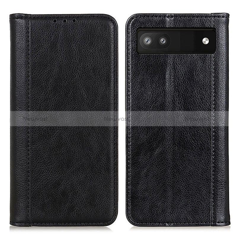 Leather Case Stands Flip Cover Holder D03Y for Google Pixel 7a 5G Black