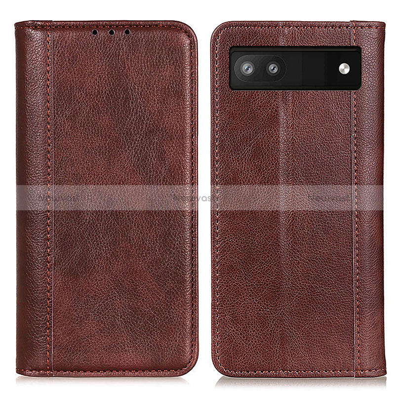 Leather Case Stands Flip Cover Holder D03Y for Google Pixel 7a 5G Brown