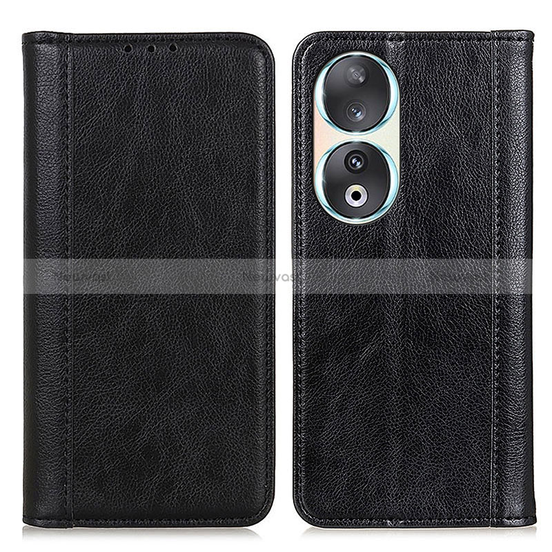 Leather Case Stands Flip Cover Holder D03Y for Huawei Honor 90 5G Black