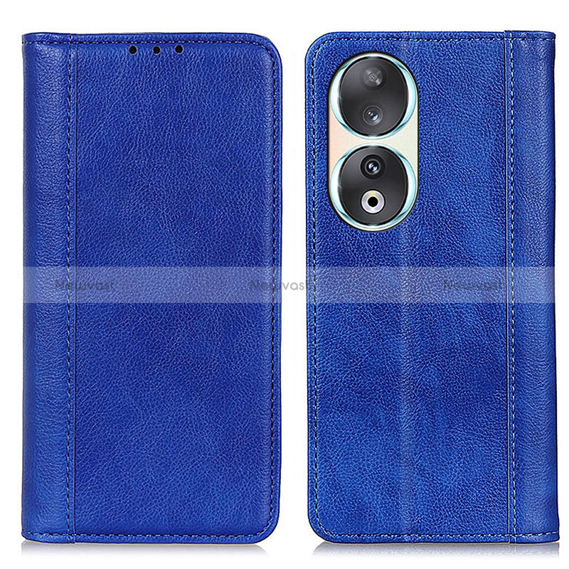 Leather Case Stands Flip Cover Holder D03Y for Huawei Honor 90 5G Blue