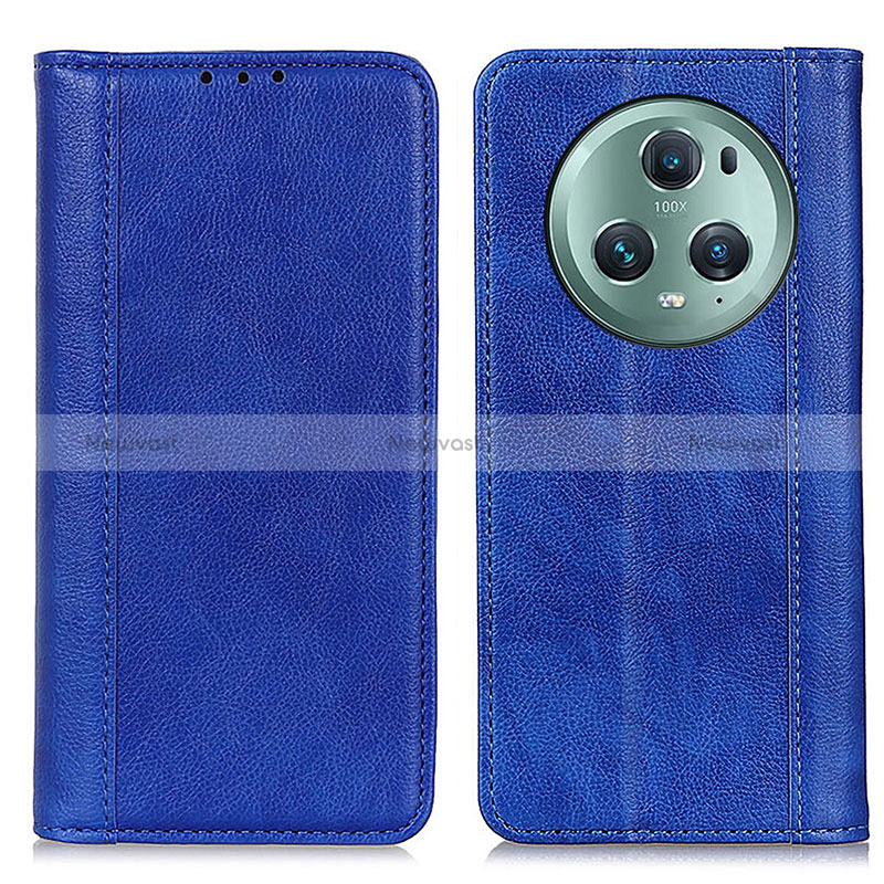 Leather Case Stands Flip Cover Holder D03Y for Huawei Honor Magic5 Pro 5G Blue