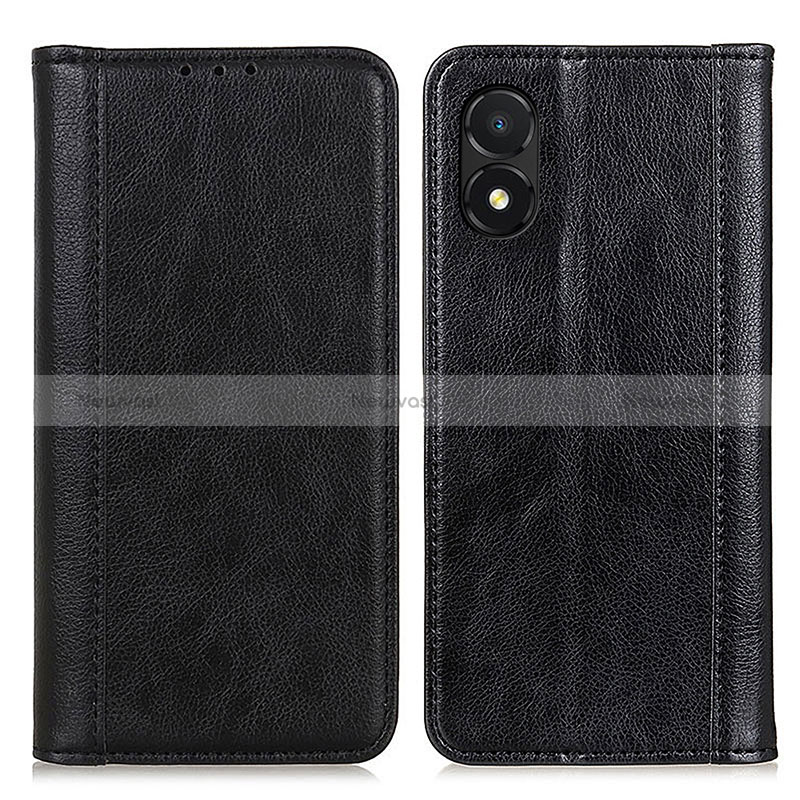 Leather Case Stands Flip Cover Holder D03Y for Huawei Honor X5 Black