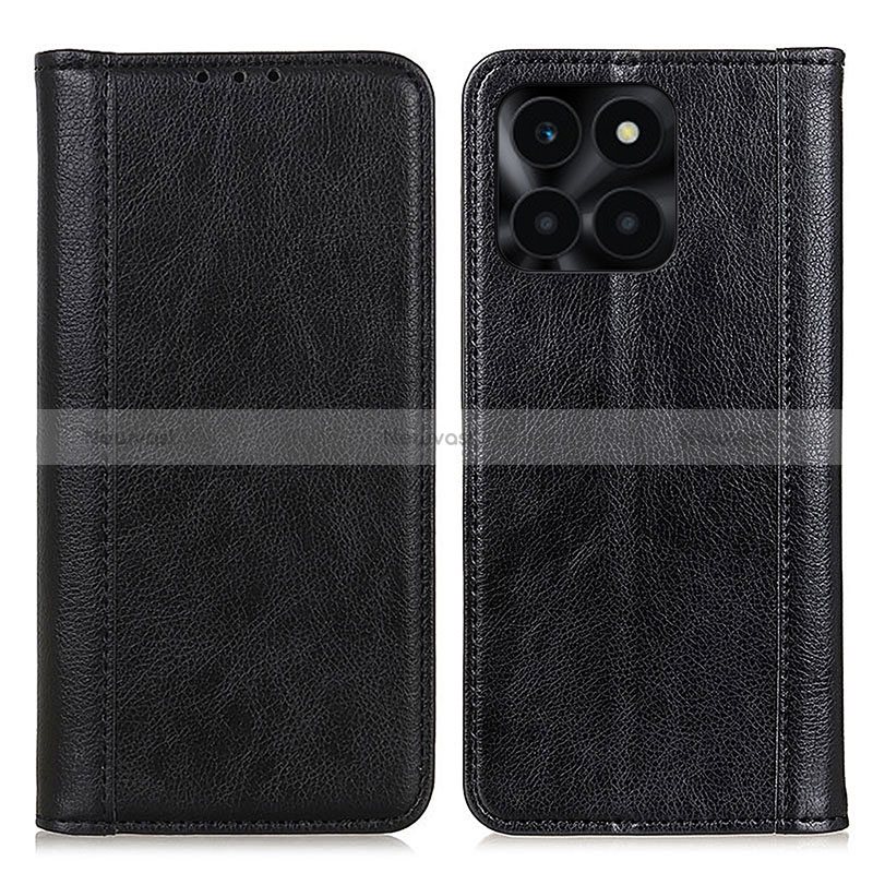 Leather Case Stands Flip Cover Holder D03Y for Huawei Honor X8b Black