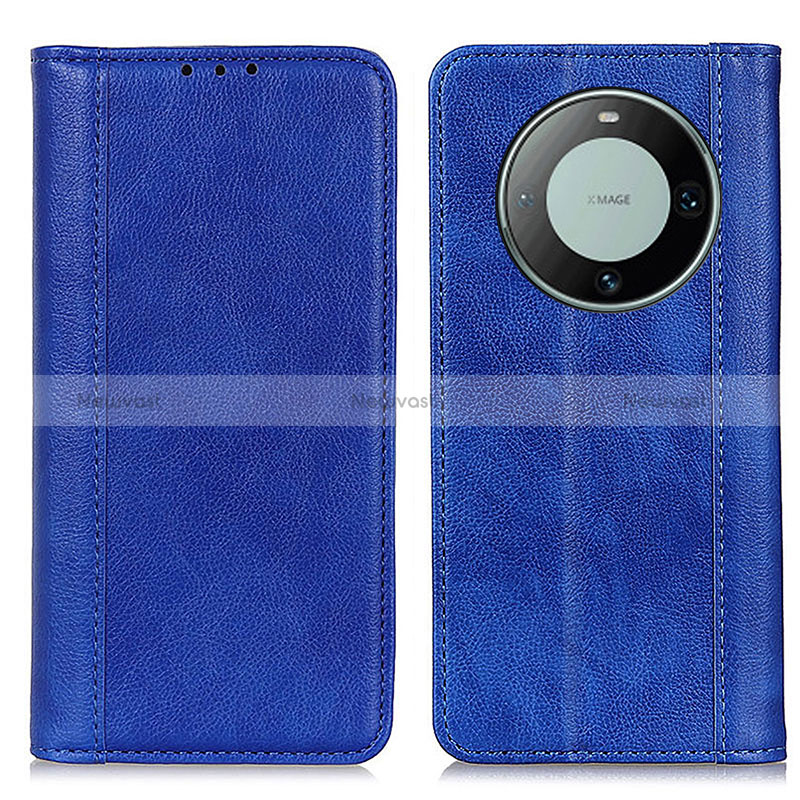 Leather Case Stands Flip Cover Holder D03Y for Huawei Mate 60 Blue