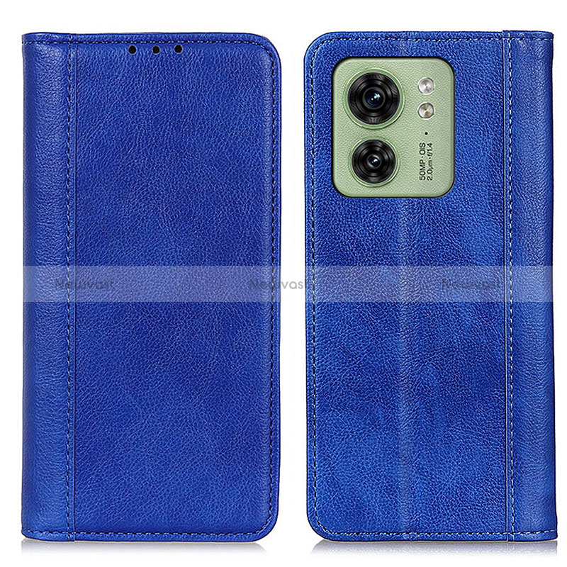 Leather Case Stands Flip Cover Holder D03Y for Motorola Moto Edge 40 5G Blue