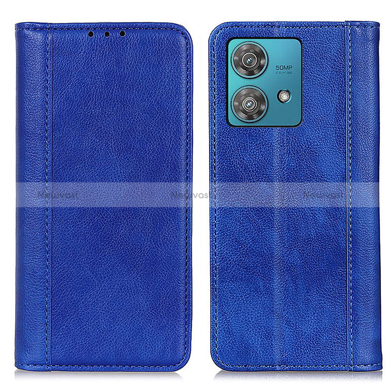 Leather Case Stands Flip Cover Holder D03Y for Motorola Moto Edge 40 Neo 5G Blue