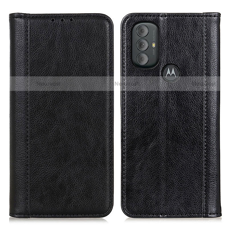 Leather Case Stands Flip Cover Holder D03Y for Motorola Moto G Play (2023) Black