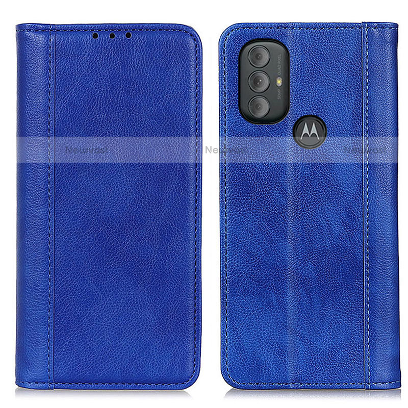 Leather Case Stands Flip Cover Holder D03Y for Motorola Moto G Play (2023) Blue