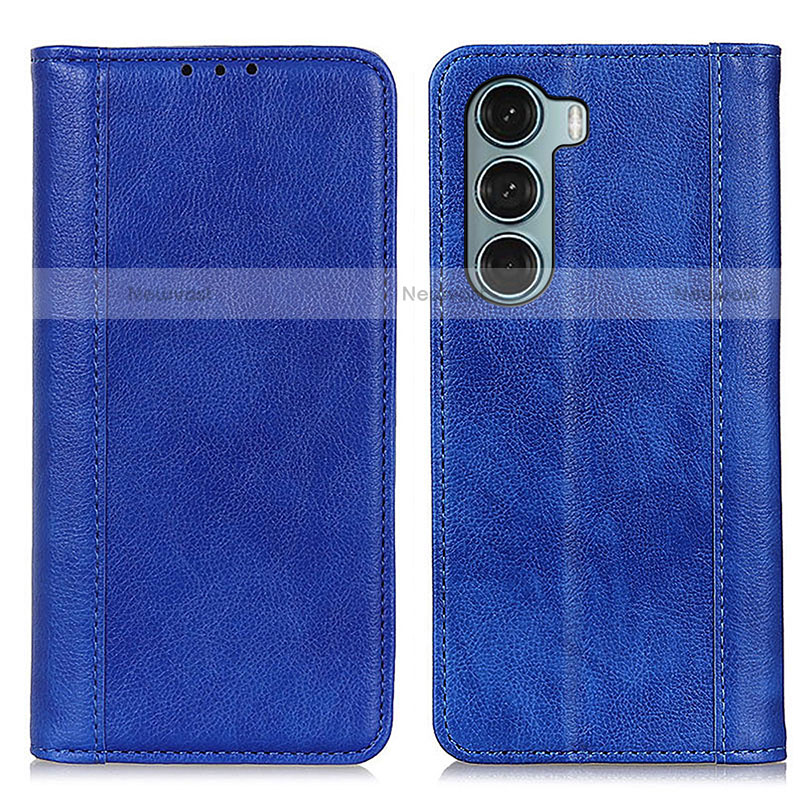 Leather Case Stands Flip Cover Holder D03Y for Motorola Moto G200 5G Blue