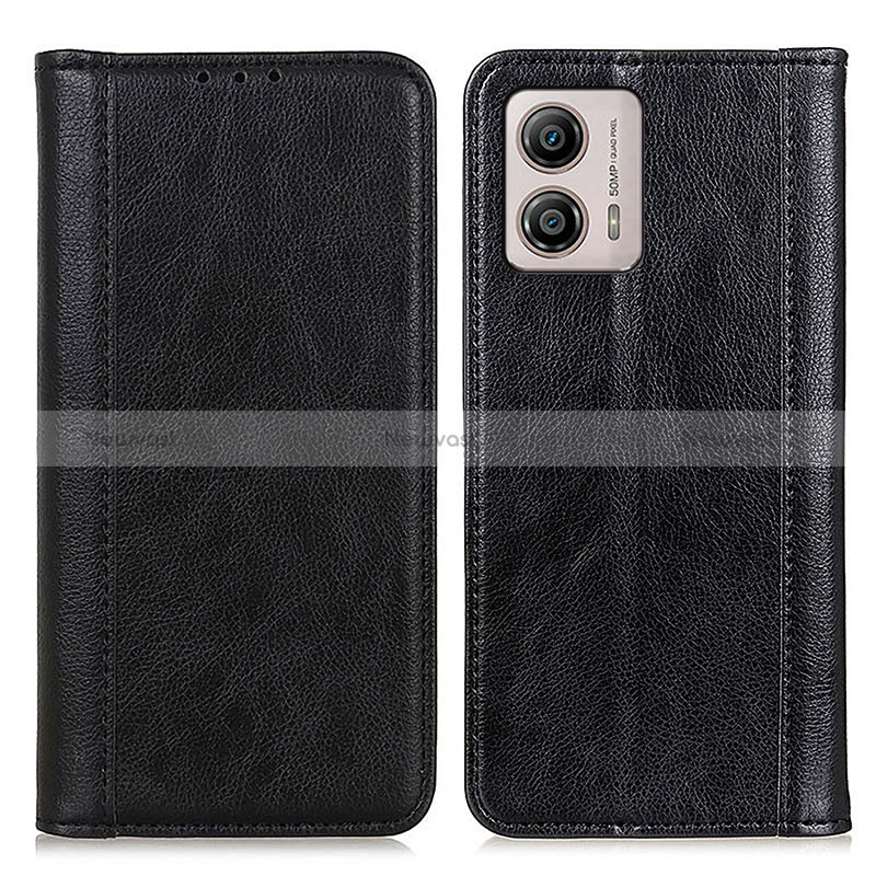 Leather Case Stands Flip Cover Holder D03Y for Motorola Moto G53y 5G Black