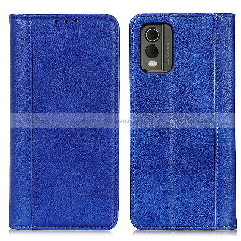 Leather Case Stands Flip Cover Holder D03Y for Nokia C210 Blue