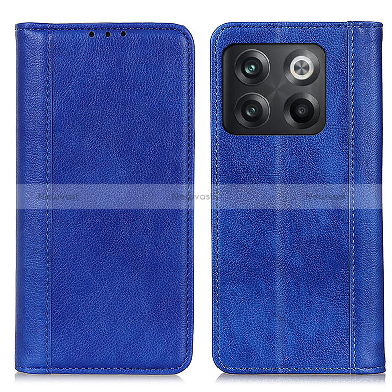 Leather Case Stands Flip Cover Holder D03Y for OnePlus 10T 5G Blue